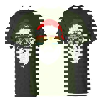 Santa Face Retro Sunglasses Hawaiian Christmas Xmas Tropical T-Shirt - Monsterry