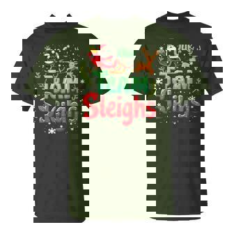 Our Team Sleighs Cheerful Santa Reindeers Team Sleigh T-Shirt | Mazezy