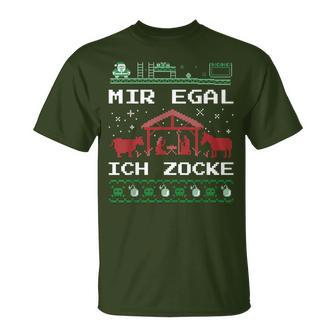 Weihnachten Mir Egal Ich Zocke Ugly Christmas For Gamer T-Shirt - Geschenkecke