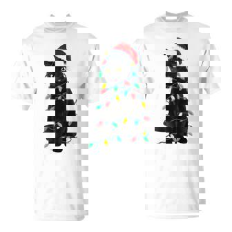 Cat Christmas Tree Lights Santa Kitten Led Light T-Shirt - Monsterry