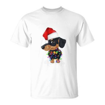 Christmas Outfit Women's Christmas Hat Dog Dachshund T-Shirt - Geschenkecke