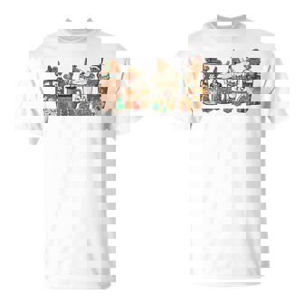 Gingerbread Cookie Christmas Coffee Cups Latte Snowman Cozy T-Shirt - Monsterry