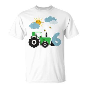 Kinder Geburtstag Traktor 6 Jahre Junge Bauernhof Zahl T-Shirt - Geschenkecke