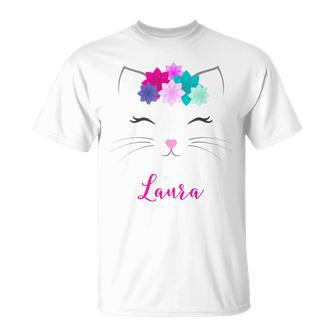 Laura Name Colourful Kitten Cat Laura T-Shirt - Geschenkecke