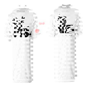 Mrs Reindeer Christmas Couples Matching Xmas Costume T-Shirt - Monsterry