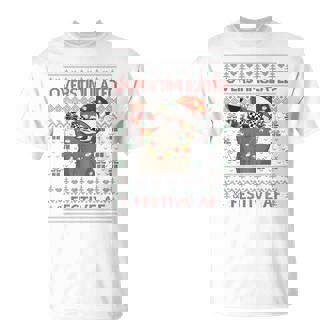 Overstimulated & Festive Af Raccoon Christmas T-Shirt - Seseable