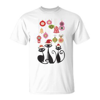 Retro Cat Vintage Mid Century Modern Cat Christmas Ornaments T-Shirt - Monsterry