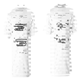 Trumpet Blueprint Vintage Patent Instrument Trumpet Player T-Shirt - Monsterry