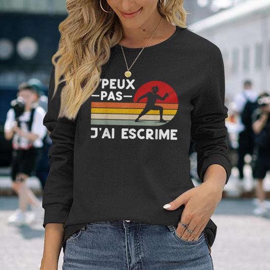T-shirt Humour 'Je Peux Pas J'ai Escrime' - Design Stylisé D'escrimeur - Coton Léger - Coupe Classique - Pour Fan D'escrime, Cadeau Sportif Original
