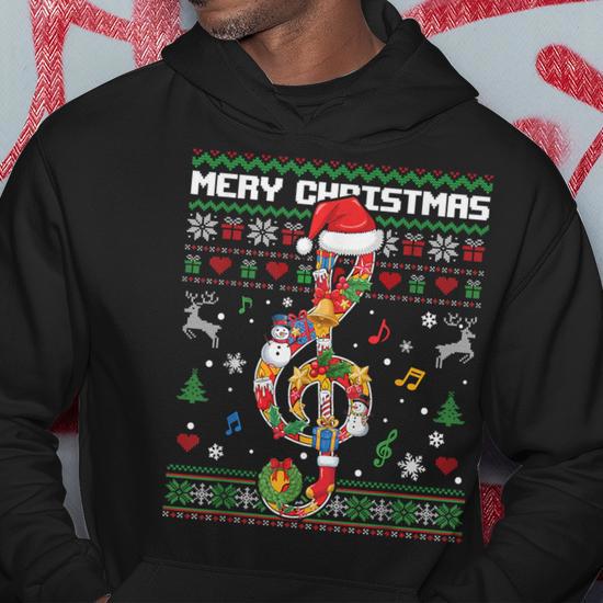 Pull De Noël Moche Musical Père Noël Saxophone - Sweatshirt Humour Festif - 7