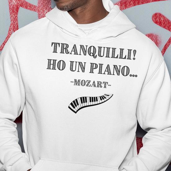 T-Shirt Donna Morbida In Cotone Fiammato Con Stampa 'Mozart Ho Un Piano' - Idea Regalo Originale