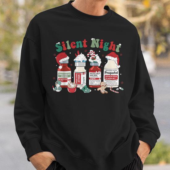 Retro Propofol Silent Night Icu Nurses Merry Christmas Sweatshirt