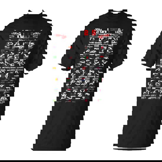 2025 Open Wheel Racing World Circuits Race Tracks T-Shirt