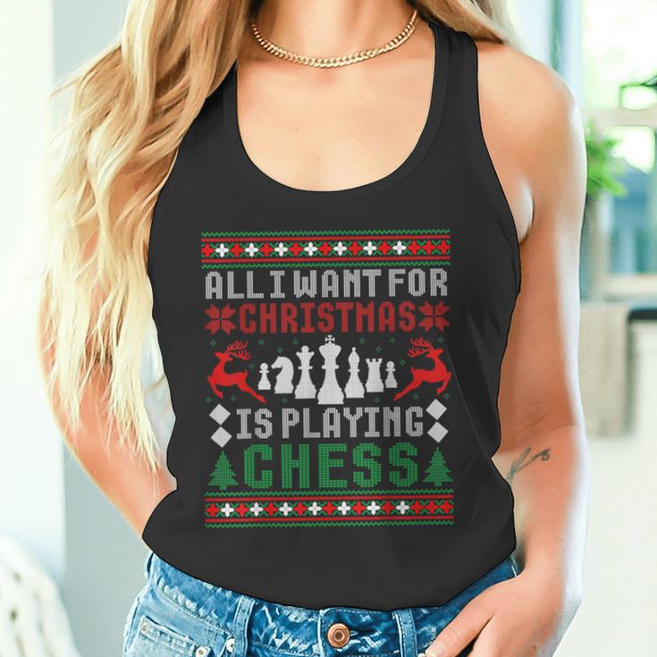 Alles Was Ich Zu Weihnachten Want Ist Schach Spielen Uglicher Christmas Jumper Tank Top