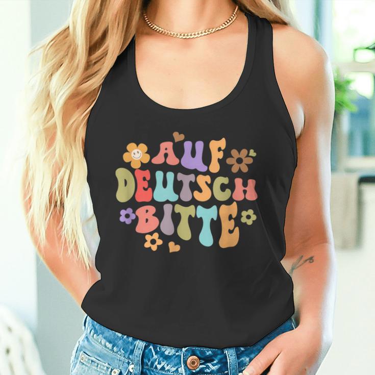 Auf Deutsch Bitte Lustige Deutsche Lehrerin German Tank Top