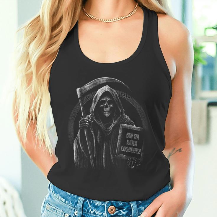 Bin Da Kann Losgehen Saying Humour Grim Reaper Tank Top