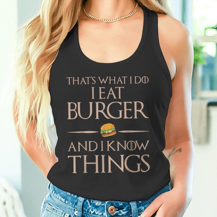 Burger Das Ist Was Ich Esse Und Weiß Dinge Tank Top