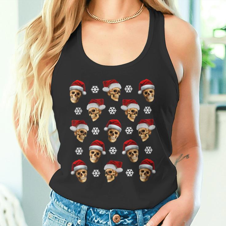 Creepy Anti Christmas Skulls With Santa Hats And Snow Flakes Tank Top Tank Top Creepy Anti Christmas Skulls With Santa Hats And Snow Flakes Tank Top Tank Top
