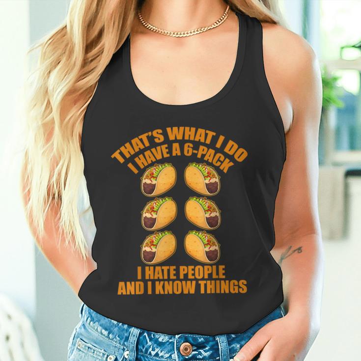 Das Ist Was Ich Mache Ich Habe Ein 6Er-Pack Ich Hasse Leute & Weiß Dinge Tank Top