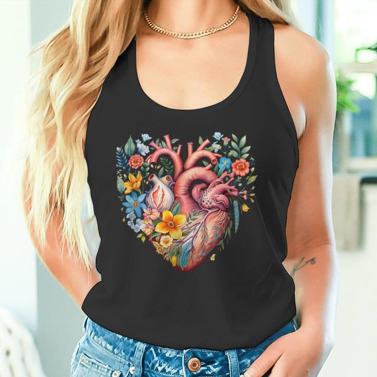 Herz Blumen Menschliches Organ Anatomie Liebe Tank Top