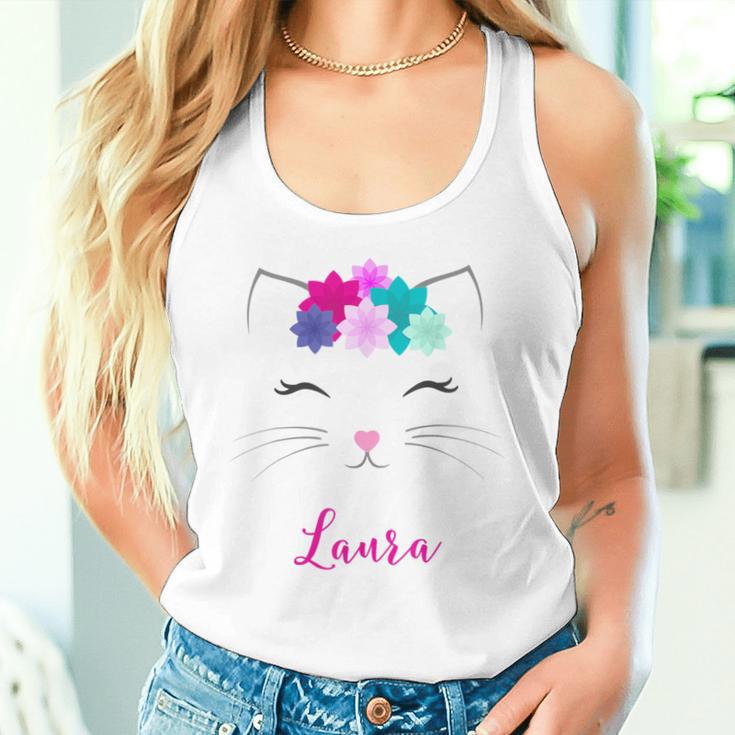 Laura Name Colourful Kitten Cat Laura Tank Top