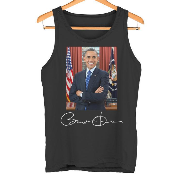 Barack Obama Signature And Portrait Tank Top