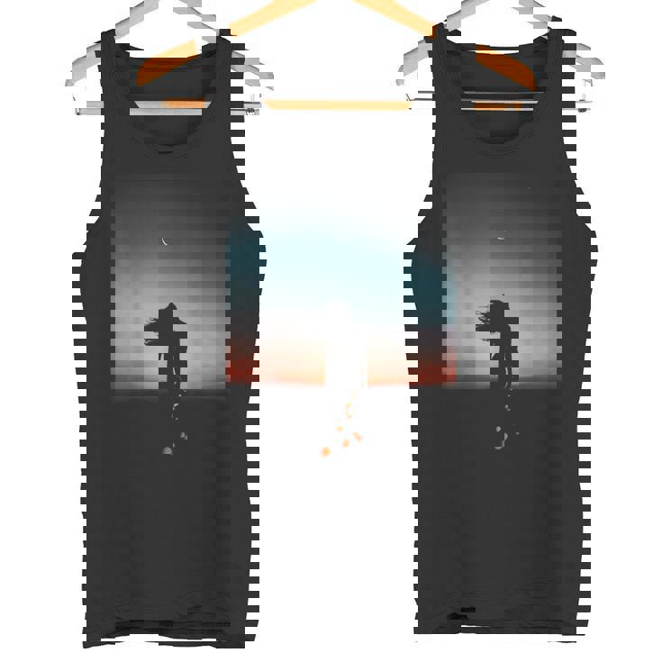 Beautiful Silhouette Sunset Lantern Festival Desert Freedom Tank Top