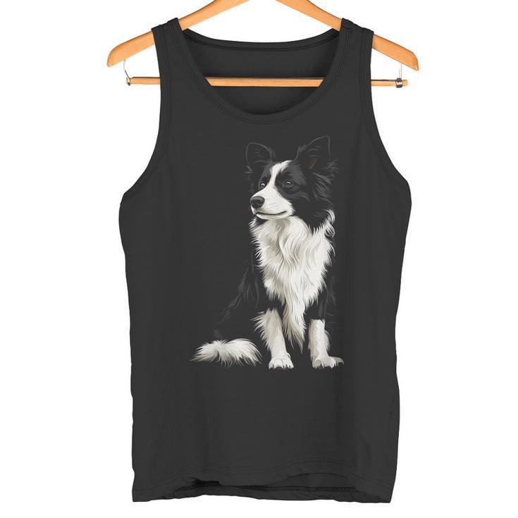 Border Collie Dog Pet Illustration Border Collie Tank Top