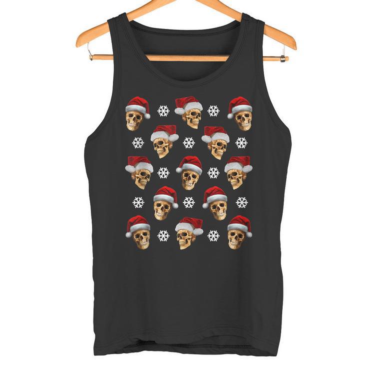Creepy Anti Christmas Skulls With Santa Hats And Snow Flakes Tank Top Tank Top Creepy Anti Christmas Skulls With Santa Hats And Snow Flakes Tank Top Tank Top