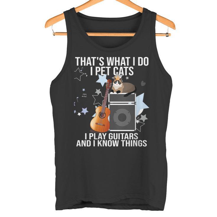 Damen Das Ist Was Ich Mache Ich Pet Cats Ich Spiele Gitarren & Ich Weiß Dinge Mit-Ausschnitt Tank Top