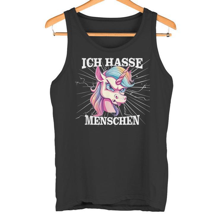 Unicorn Meme Based Ich Hasse Menschen Tank Top