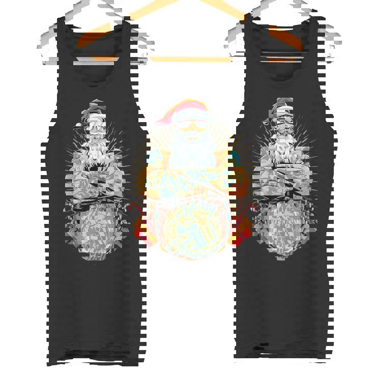 Tattoo Santa Biker Santa Claus Christmas Beer Belly Xmas Tank Top Tank Top