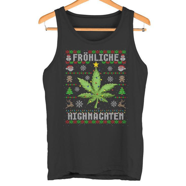 Ugly Christmas Frohe Highnachten Marihuana Weed Geschenk Tank Top