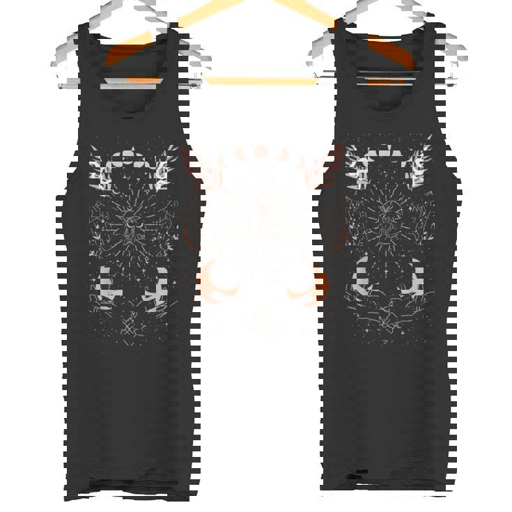 Witch Aesthetic Moon Phases Cosmic Stars Crystals & Snakes Tank Top