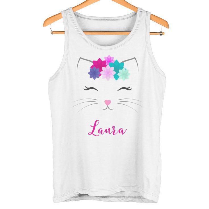 Laura Name Colourful Kitten Cat Laura Tank Top