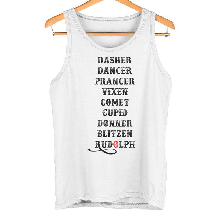 Rudolph And Santa Claus Reindeer Name Christmas Eve Tank Top