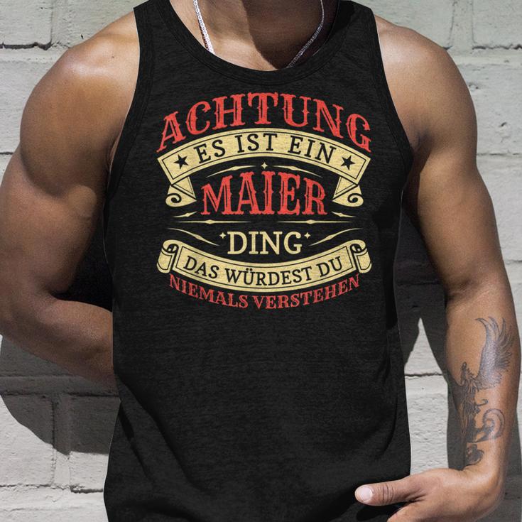 Achtung Es Ist Ein Maier Ding Nachname Namensschild Tank Top Geschenke für Ihn