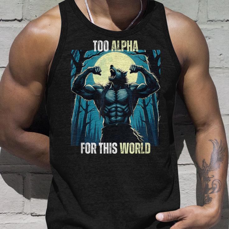 Alpha Male Wolf Grindset Sigma Male Werewolf Meme Tank Top Geschenke für Ihn