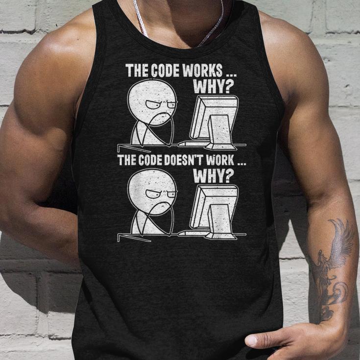 Code Doesn't Work Why IT Tech Computer Programmer Tank Top - Monsterry