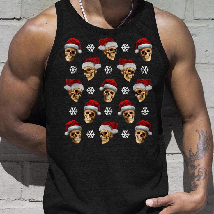 Creepy Anti Christmas Skulls With Santa Hats And Snow Flakes Tank Top Tank Top Gifts for Him Creepy Anti Christmas Skulls With Santa Hats And Snow Flakes Tank Top Tank Top Gifts for Him