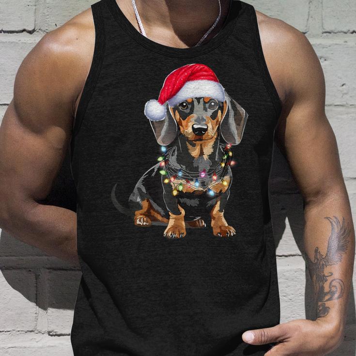 Dachshund Dog Santa Hat Christmas Light Tank Top Geschenke für Ihn