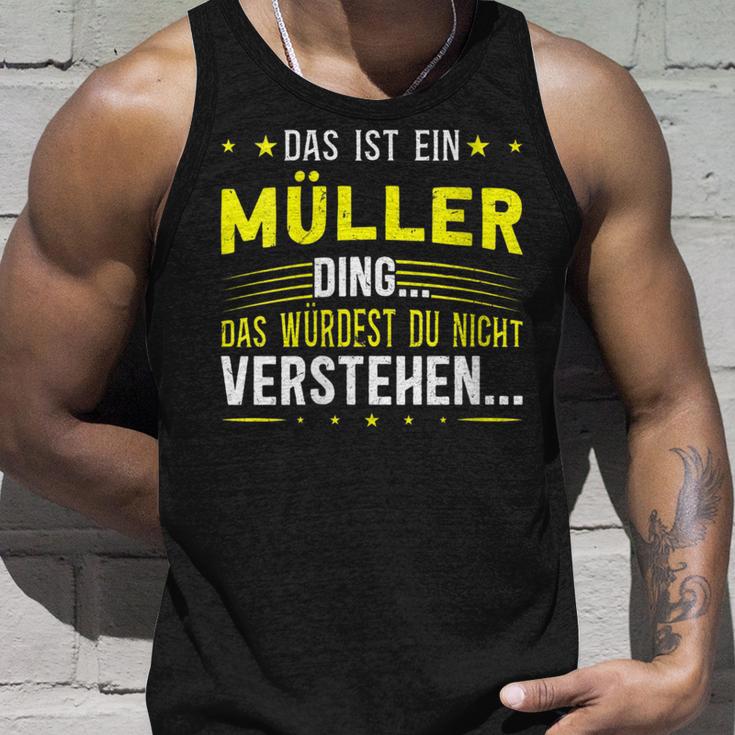 Damen Das Ist Ein Müller Ding Spruch Für Familie Müller Mit-Ausschnitt Tank Top Geschenke für Ihn