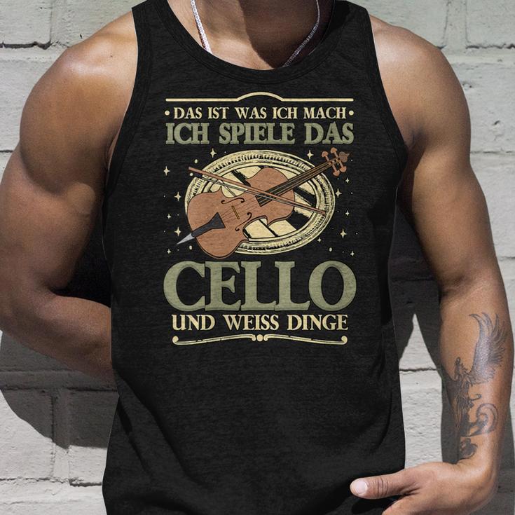 Damen Das Ist Was Ich Mach Ich Spiele Das Cello Und Weiss Dinge Mit-Ausschnitt Tank Top Geschenke für Ihn