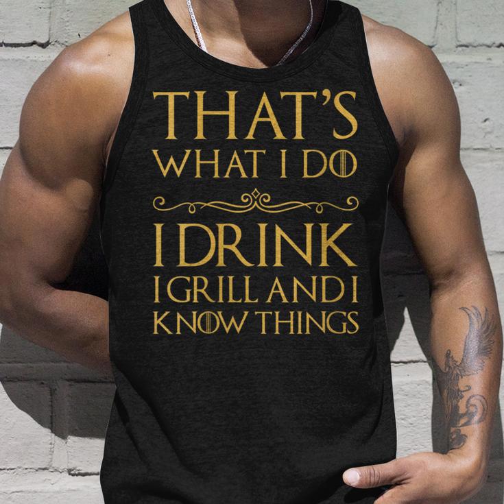 Damen Das Ist Was Ich Trinke Ich Grille Und Ich Weiß Dinge Mit-Ausschnitt Tank Top Geschenke für Ihn