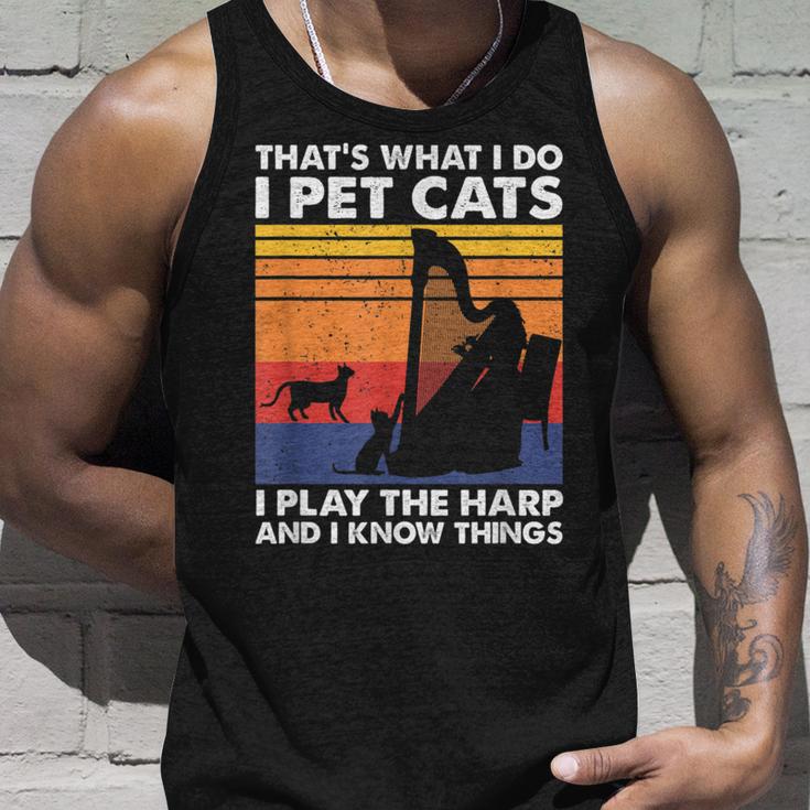 Das Ist Was Ich Tue Ich Pet Cats Ich Spiele Harfe & Ich Weiß Dinge Tank Top Geschenke für Ihn