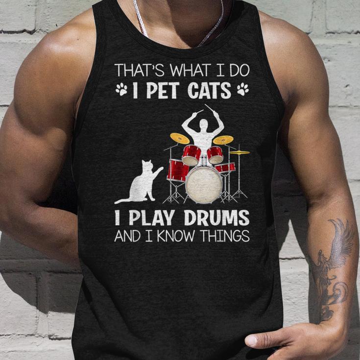 Das Ist Was Ich Tue Ich Pet Cats Ich Spiele Schlagzeug Ich Weiß Dinge Tank Top Geschenke für Ihn