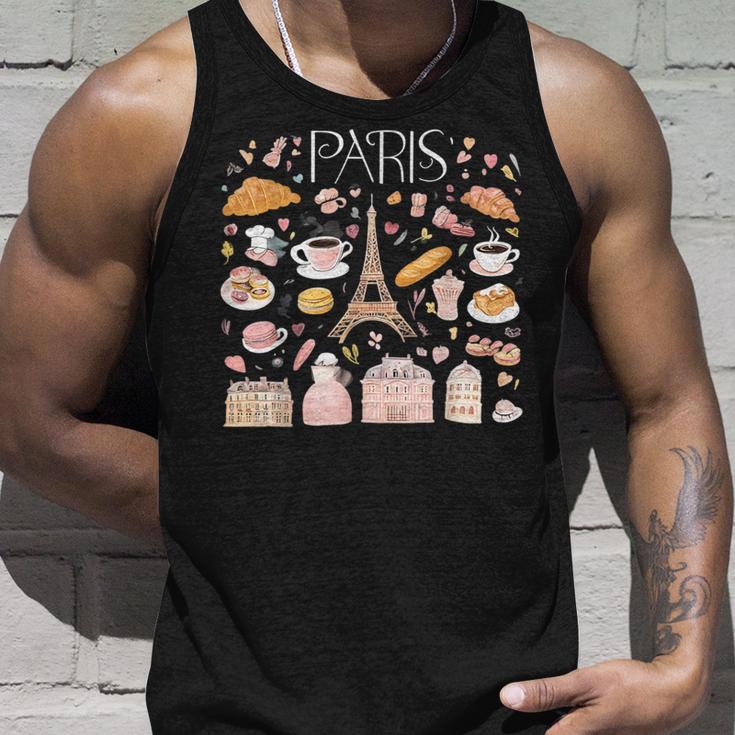 Paris France Souvenir Elegant Parisian Landmarks Aifel Tower Tank Top Geschenke für Ihn