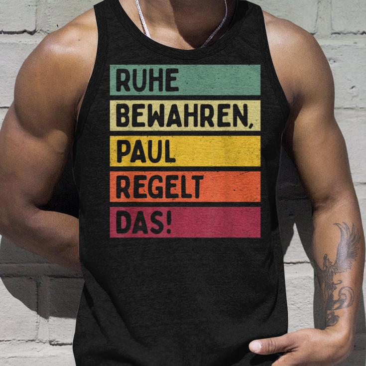 Ruhe Bewahren Paul Regelt Das Spruch In Retro Colours Tank Top Geschenke für Ihn