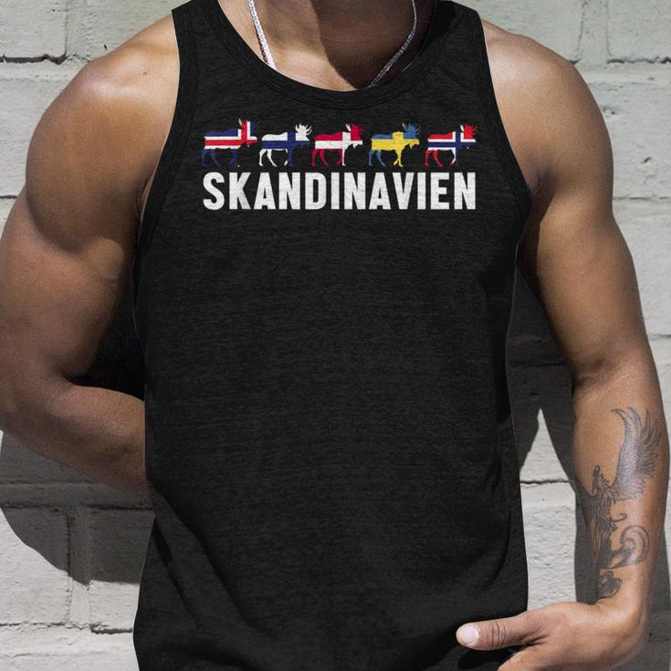 Scandinavia Sweden Norway Denmark Flags Elk Holiday Tank Top Geschenke für Ihn