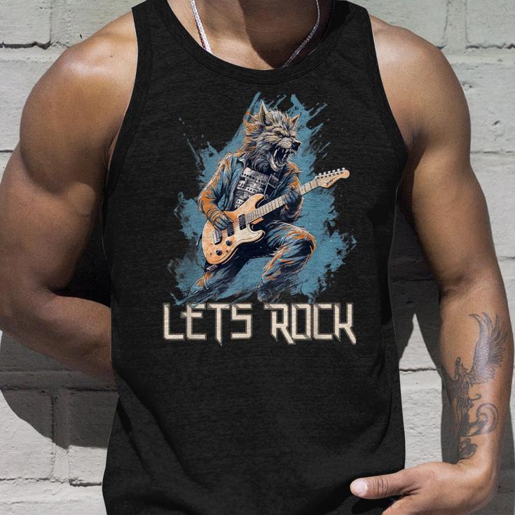 Werewolf Rocker Rockt Die Bühne Mit Seiner Gitarre Tank Top Geschenke für Ihn